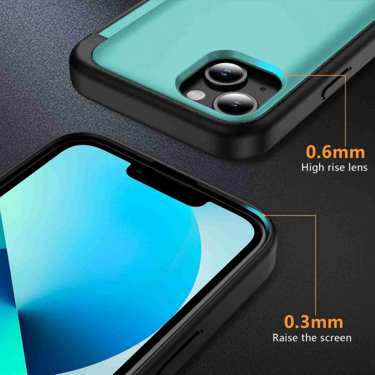 For iPhone 14 / 13 3 in 1 Flip Holder Phone Case(Cyan) For iPhone 14 / 13 3 in 1 Flip Holder Phone Case(Cyan)