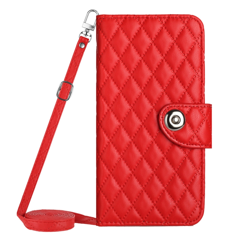 For Samsung Galaxy S23+ 5G Rhombic Texture Flip Leather Phone Case with Long Lanyard(Red) For Samsung Galaxy S23+ 5G Rhombic Texture Flip Leather Phone Case with Long Lanyard(Red)