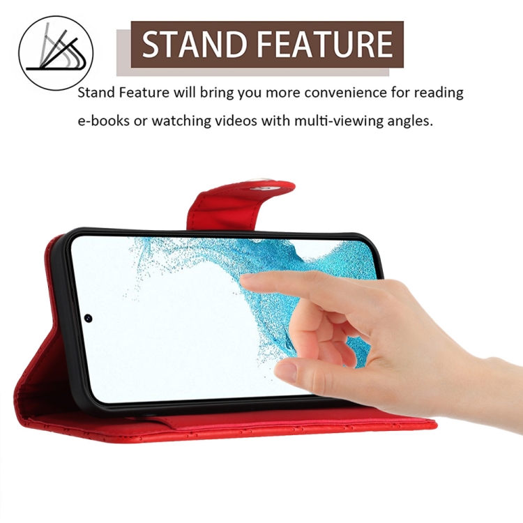 For Samsung Galaxy S23+ 5G Rhombic Texture Flip Leather Phone Case with Long Lanyard(Red) For Samsung Galaxy S23+ 5G Rhombic Texture Flip Leather Phone Case with Long Lanyard(Red)