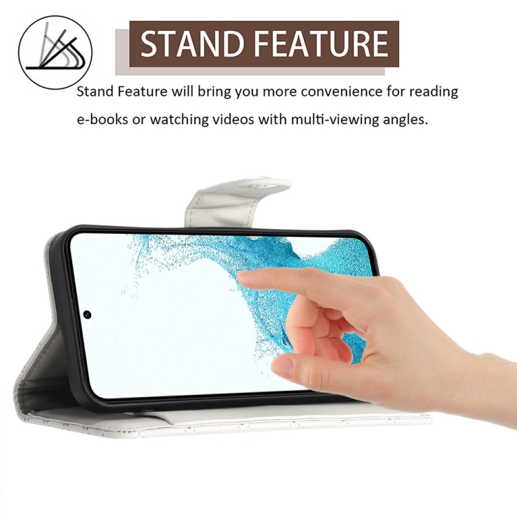 For Samsung Galaxy S22 5G Rhombic Texture Flip Leather Phone Case with Long Lanyard(White) For Samsung Galaxy S22 5G Rhombic Texture Flip Leather Phone Case with Long Lanyard(White)