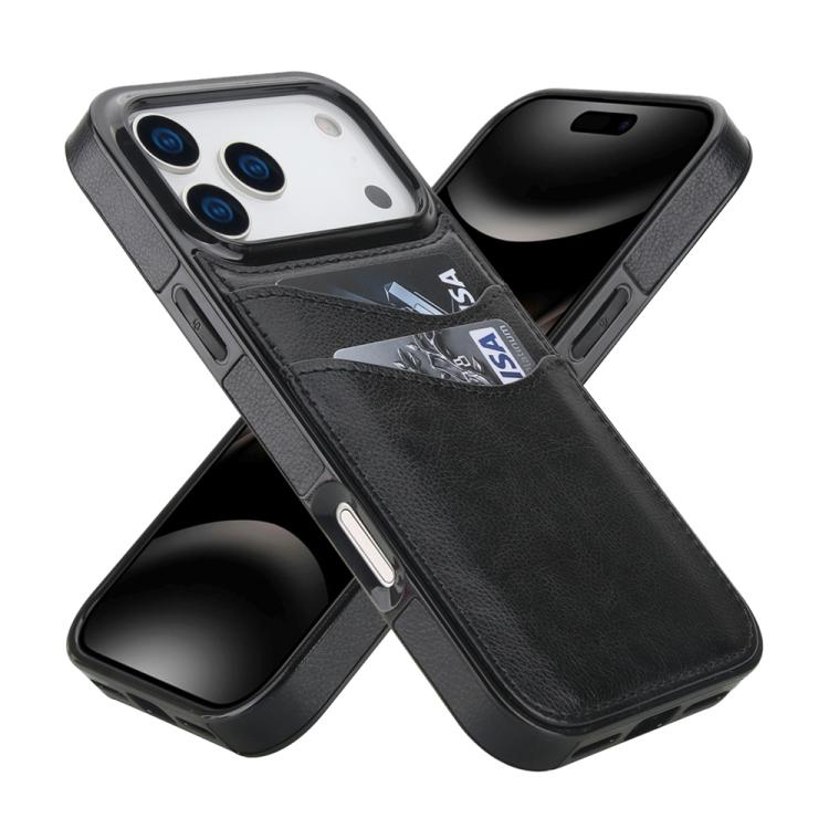 For iPhone 17 Pro Max Litchi Leather Skin Card Slots Phone Case(Black) - 1