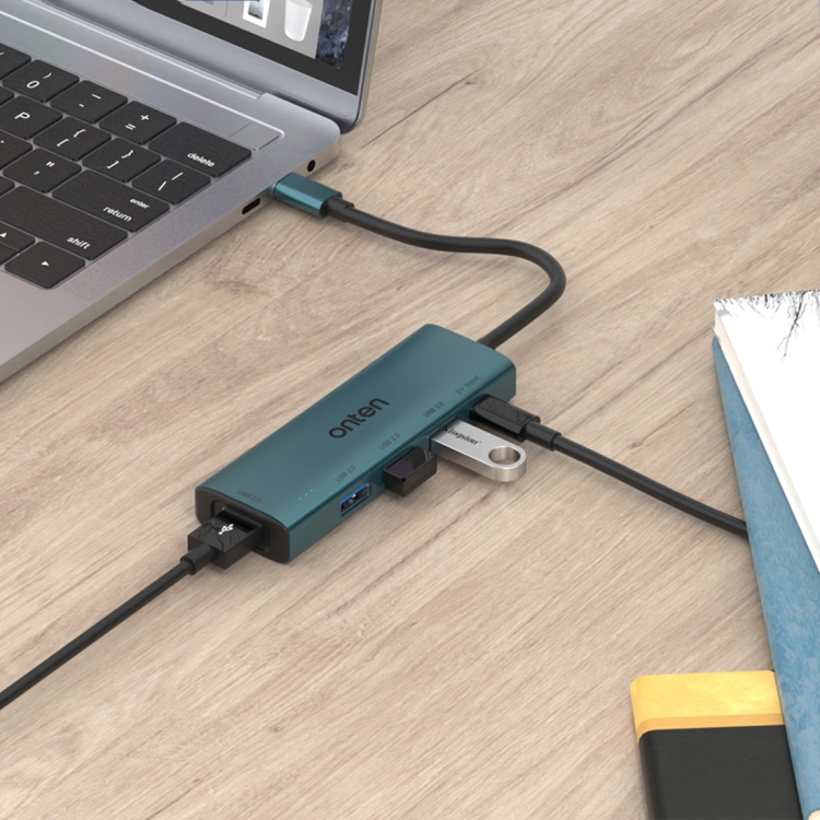 Onten UC119 5 in 1 USB-C / Type-C to USB 4-Ports USB HUB with 5V Input - 5