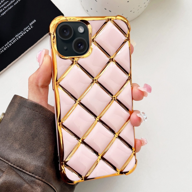 For iPhone 15 Plus Electroplated Varnish Diamond TPU Phone Case(Pink) For iPhone 15 Plus Electroplated Varnish Diamond TPU Phone Case(Pink)