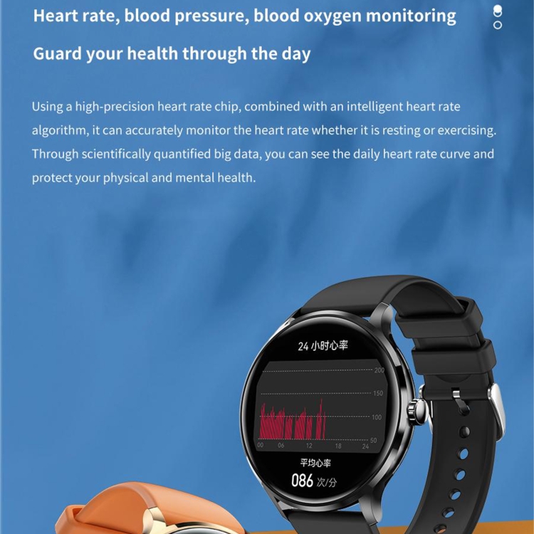 QS80 Reloj deportivo inteligente BT5.2 de 1,39 pulgadas, compatible con llamadas Bluetooth / sueño / oxígeno en sangre / temperatura / frecuencia cardíaca / monitor de salud de presión arterial (naranja) - B4