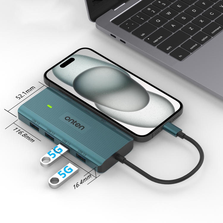Station d'accueil HUB multifonction Onten UC962 10 en 1 USB-C / Type-C (vert) - 4