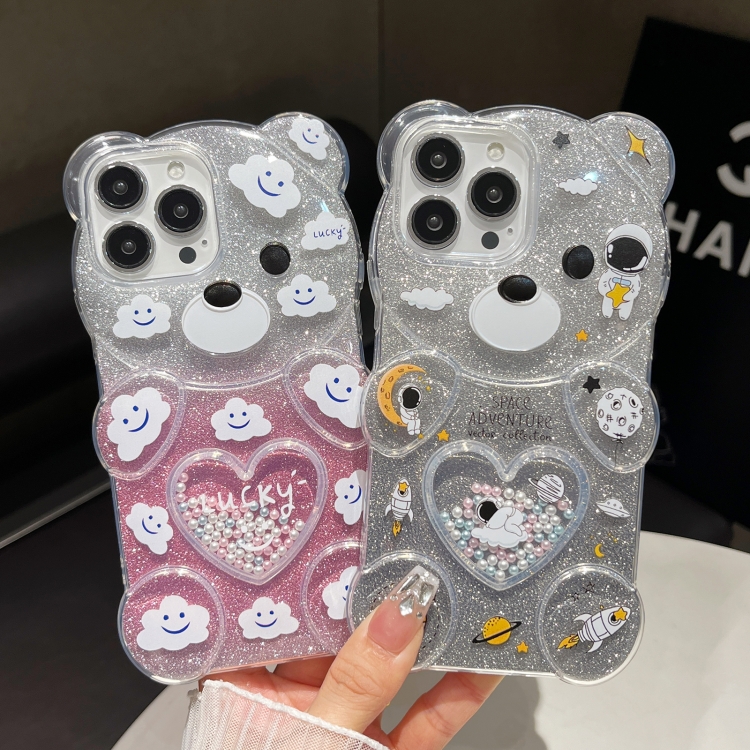 For iPhone 14 Plus Bear Shaped Painted TPU Phone Case(Astronaut) For iPhone 14 Plus Bear Shaped Painted TPU Phone Case(Astronaut)