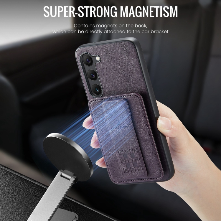 For Samsung Galaxy S23+ 5G Fierre Shann Oil Wax Cow Leather Card Holder Back Phone Case(Purple) For Samsung Galaxy S23+ 5G Fierre Shann Oil Wax Cow Leather Card Holder Back Phone Case(Purple)