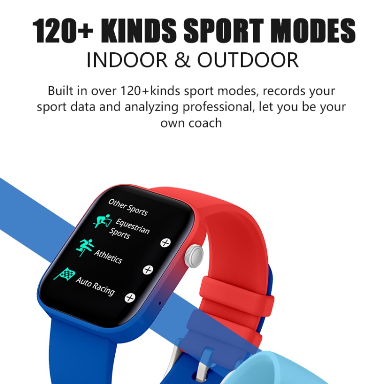 P43 Reloj inteligente Bluetooth con pantalla TFT de 1,8 pulgadas, compatible con monitoreo de frecuencia cardíaca y más de 100 modos deportivos (negro) - B5