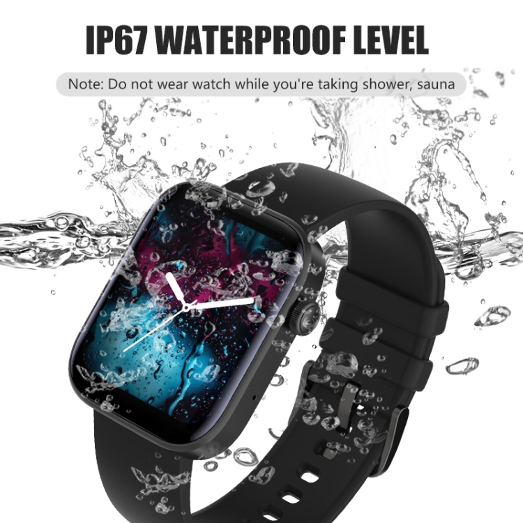 P43 Reloj inteligente Bluetooth con pantalla TFT de 1,8 pulgadas, compatible con monitoreo de frecuencia cardíaca y más de 100 modos deportivos (negro) - B6
