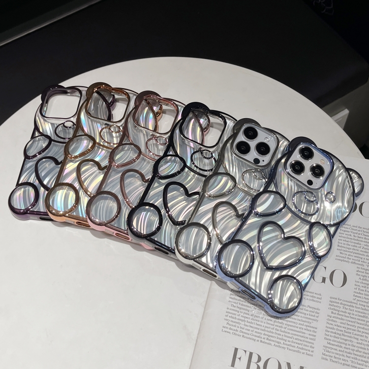 For iPhone 15 Pro Bear Shaped Embossed Electroplated Laser TPU Phone Case(Pink) For iPhone 15 Pro Bear Shaped Embossed Electroplated Laser TPU Phone Case(Pink)