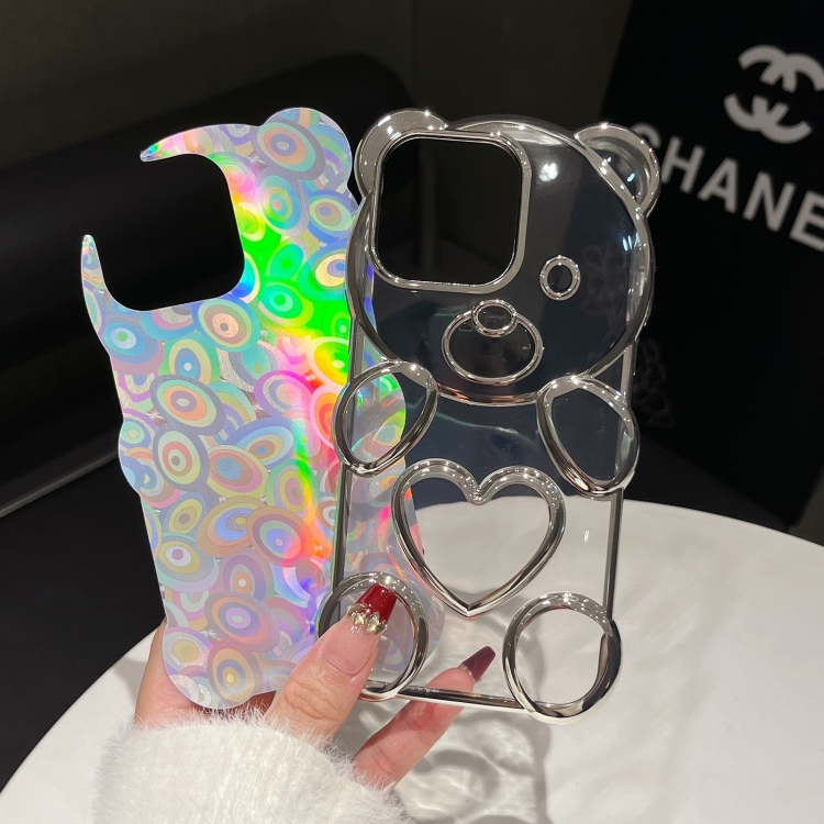 For iPhone 16 Bear Shape Electroplated Laser TPU Phone Case(Gold) For iPhone 16 Bear Shape Electroplated Laser TPU Phone Case(Gold)