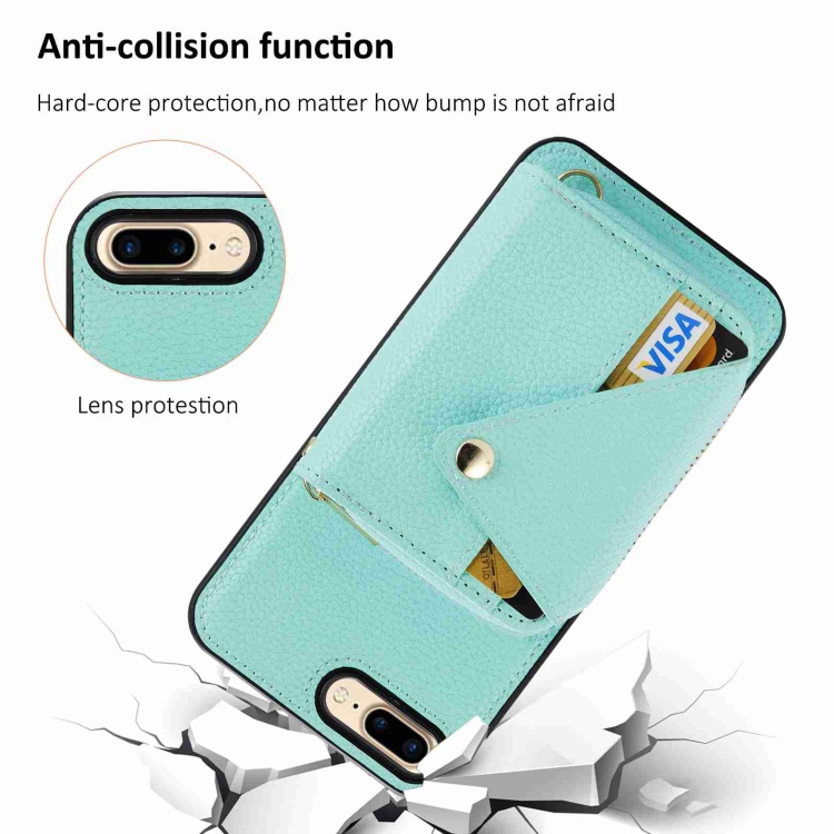 For iPhone SE 2022 / SE 2020 Crossbody Zipper Card Bag RFID Anti-theft Phone Case(Mint Green)