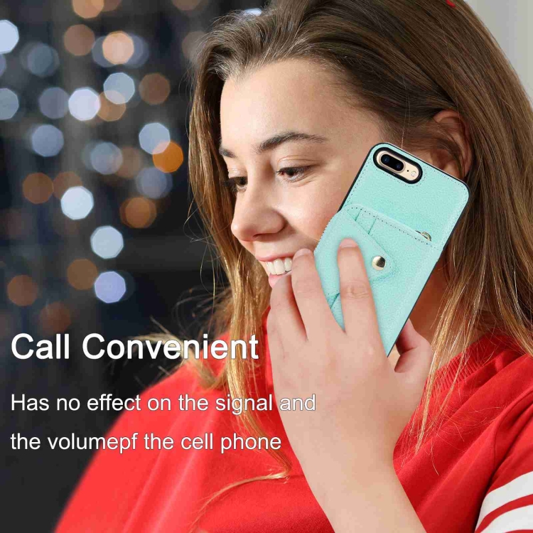 For iPhone SE 2022 / SE 2020 Crossbody Zipper Card Bag RFID Anti-theft Phone Case(Mint Green)