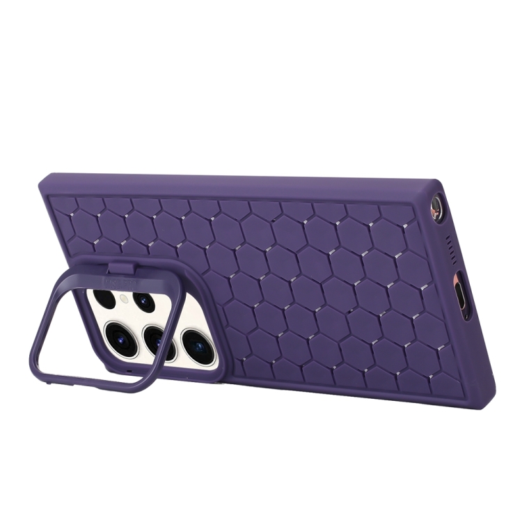 For Samsung Galaxy S24 Ultra 5G Honeycomb Radiating Lens Holder Magsafe Phone Case(Purple) For Samsung Galaxy S24 Ultra 5G Honeycomb Radiating Lens Holder Magsafe Phone Case(Purple)