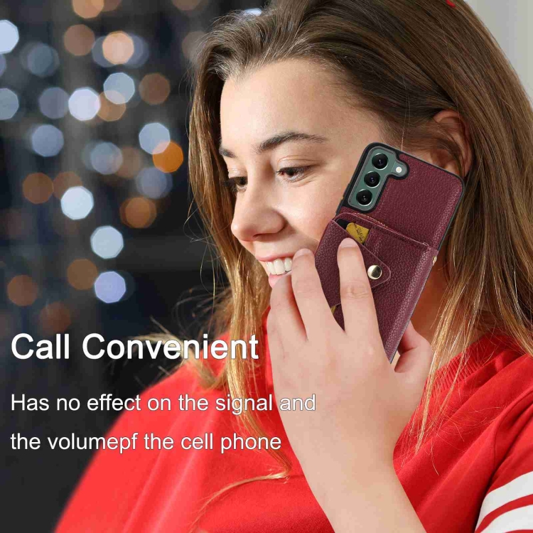 For Samsung Galaxy S22 5G Crossbody Zipper Card Bag RFID Anti-theft Phone Case(Wine Red) For Samsung Galaxy S22 5G Crossbody Zipper Card Bag RFID Anti-theft Phone Case(Wine Red)