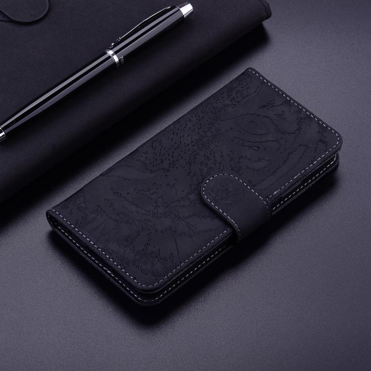 For Google Pixel 10a Tiger Embossing Pattern Flip Leather Phone Case(Black)