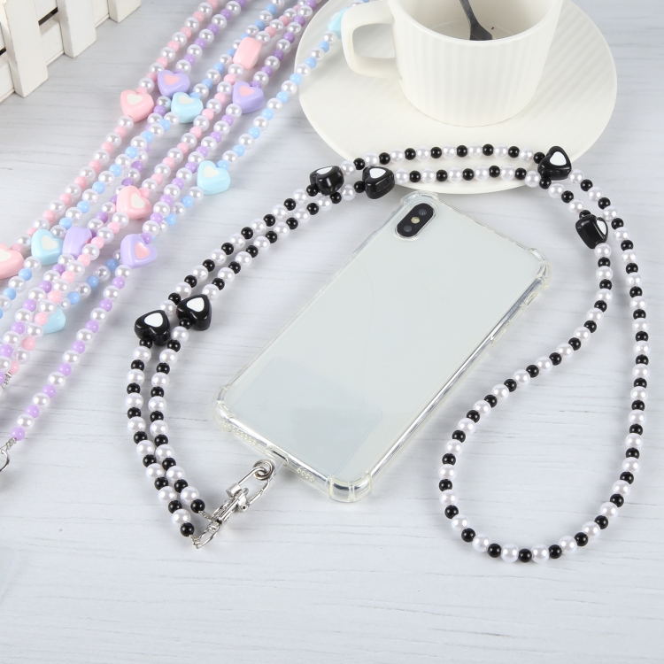 Mobile Phone Anti-lost Love Heart Crossbody Long Bead Chain(Pink) Mobile Phone Anti-lost Love Heart Crossbody Long Bead Chain(Pink)
