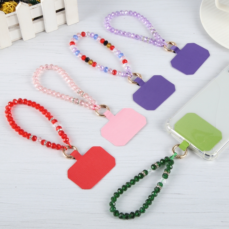 Mobile Phone Anti-lost Bead Chain Short Lanyard with Pad(Green) Mobile Phone Anti-lost Bead Chain Short Lanyard with Pad(Green)