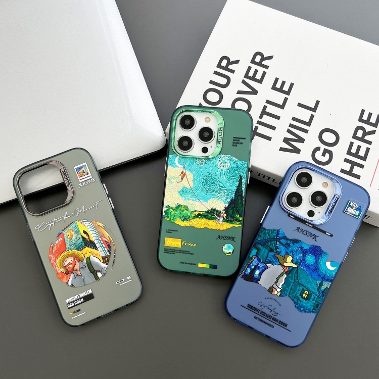 For iPhone 15 Electroplated Lens Illustration Phone Case(Grey) For iPhone 15 Electroplated Lens Illustration Phone Case(Grey)