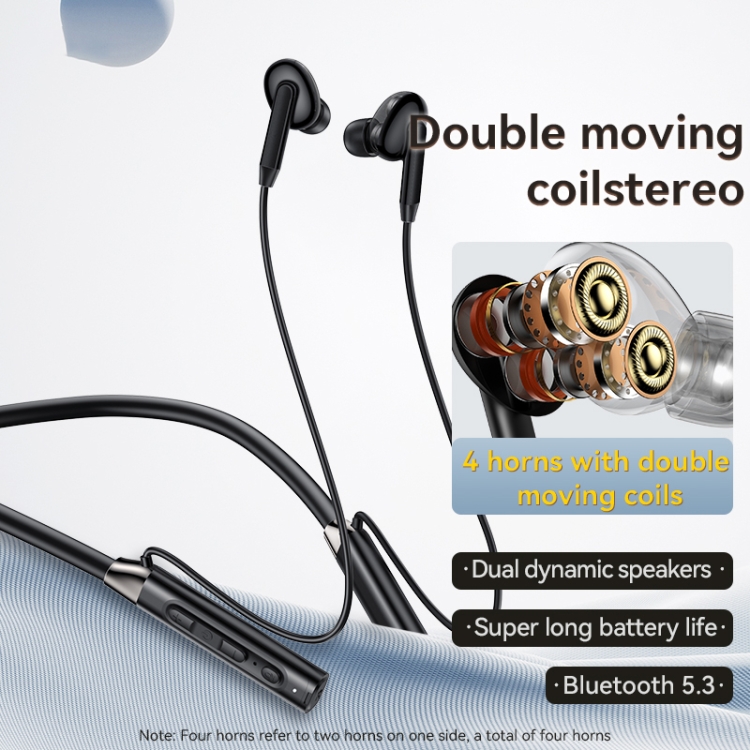 Yesido YSP15 Hanging-neck Double Dynamic Magnetic Wireless Bluetooth Earphone(Black) Yesido YSP15 Hanging-neck Double Dynamic Magnetic Wireless Bluetooth Earphone(Black)