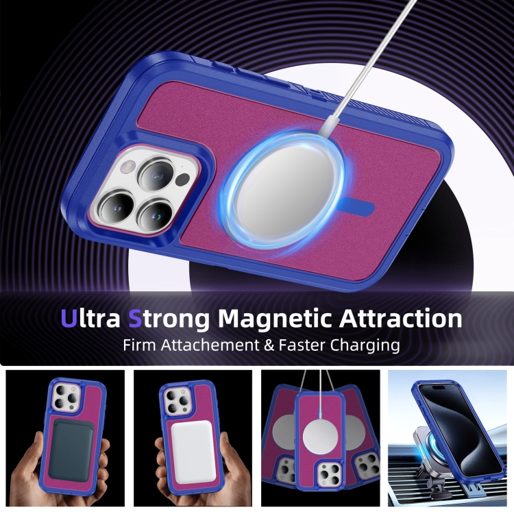 For iPhone 15 Plus / 14 Plus Guard Magsafe Magnetic Ring Matte Phone Case(Blue+Rose Red) For iPhone 15 Plus / 14 Plus Guard Magsafe Magnetic Ring Matte Phone Case(Blue+Rose Red)