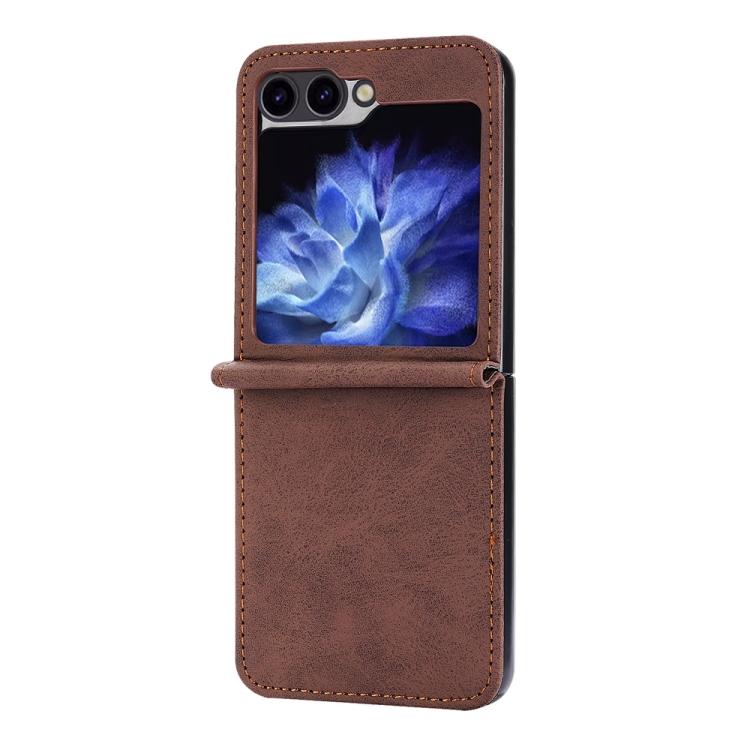 For Samsung Galaxy Z Flip6 Business Solid Color Magnetic RFID Anti-theft Phone Case(Brown) For Samsung Galaxy Z Flip6 Business Solid Color Magnetic RFID Anti-theft Phone Case(Brown)
