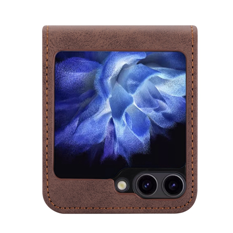 For Samsung Galaxy Z Flip6 Business Solid Color Magnetic RFID Anti-theft Phone Case(Brown) For Samsung Galaxy Z Flip6 Business Solid Color Magnetic RFID Anti-theft Phone Case(Brown)