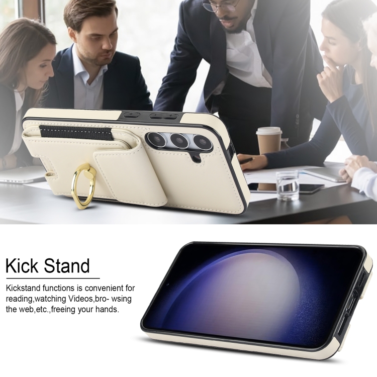 For Samsung Galaxy S24 Ultra 5G Elastic Card Bag Ring Holder Phone Case(White) For Samsung Galaxy S24 Ultra 5G Elastic Card Bag Ring Holder Phone Case(White)