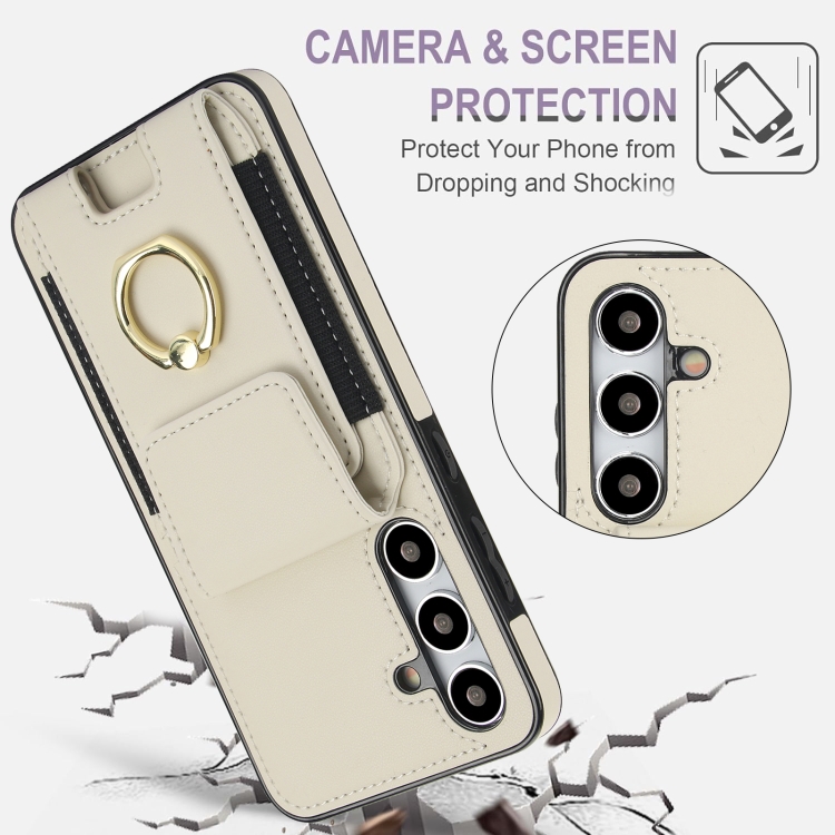 For Samsung Galaxy S24 Ultra 5G Elastic Card Bag Ring Holder Phone Case(White) For Samsung Galaxy S24 Ultra 5G Elastic Card Bag Ring Holder Phone Case(White)