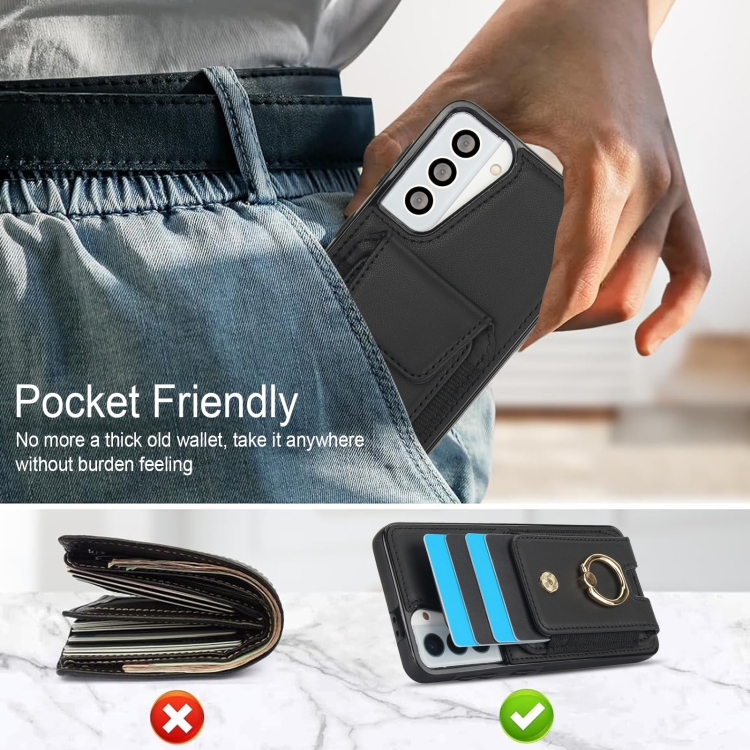 For Samsung Galaxy S21+ 5G Elastic Card Bag Ring Holder Phone Case(Black) For Samsung Galaxy S21+ 5G Elastic Card Bag Ring Holder Phone Case(Black)