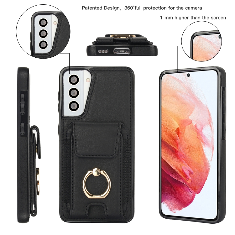 For Samsung Galaxy S21+ 5G Elastic Card Bag Ring Holder Phone Case(Black) For Samsung Galaxy S21+ 5G Elastic Card Bag Ring Holder Phone Case(Black)