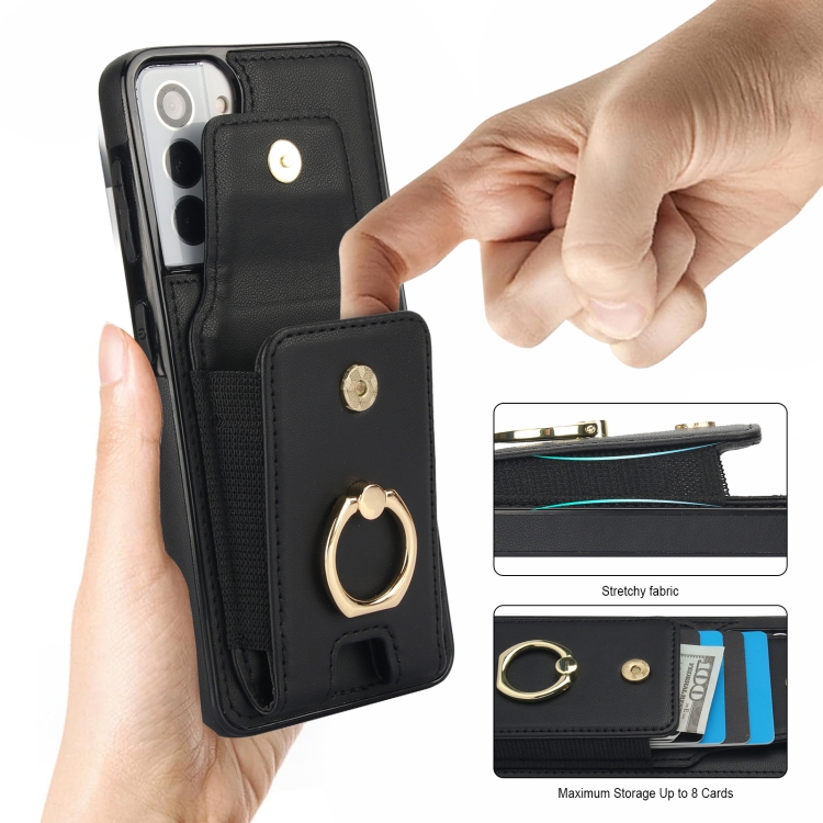 For Samsung Galaxy S21+ 5G Elastic Card Bag Ring Holder Phone Case(Black) For Samsung Galaxy S21+ 5G Elastic Card Bag Ring Holder Phone Case(Black)