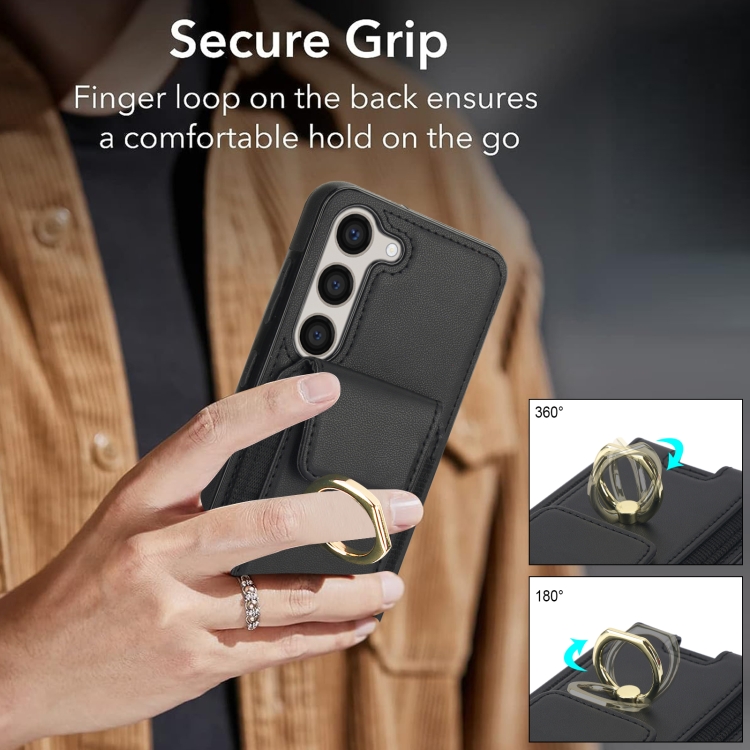 For Samsung Galaxy S23+ 5G Elastic Card Bag Ring Holder Phone Case(Black) For Samsung Galaxy S23+ 5G Elastic Card Bag Ring Holder Phone Case(Black)