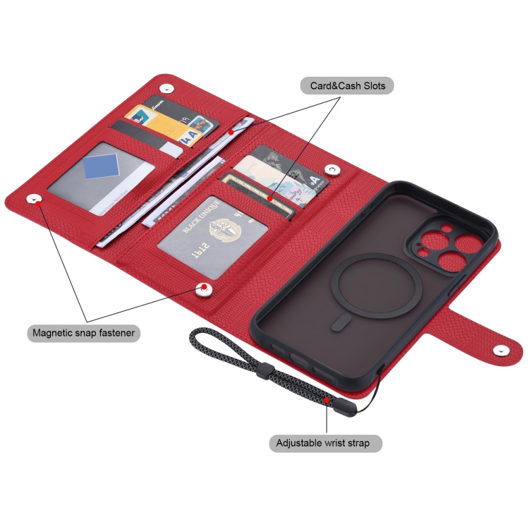 For iPhone 15 ViLi GHA Series Shockproof MagSafe RFID Leather Attraction Horizontal Flip Phone Case(Red)