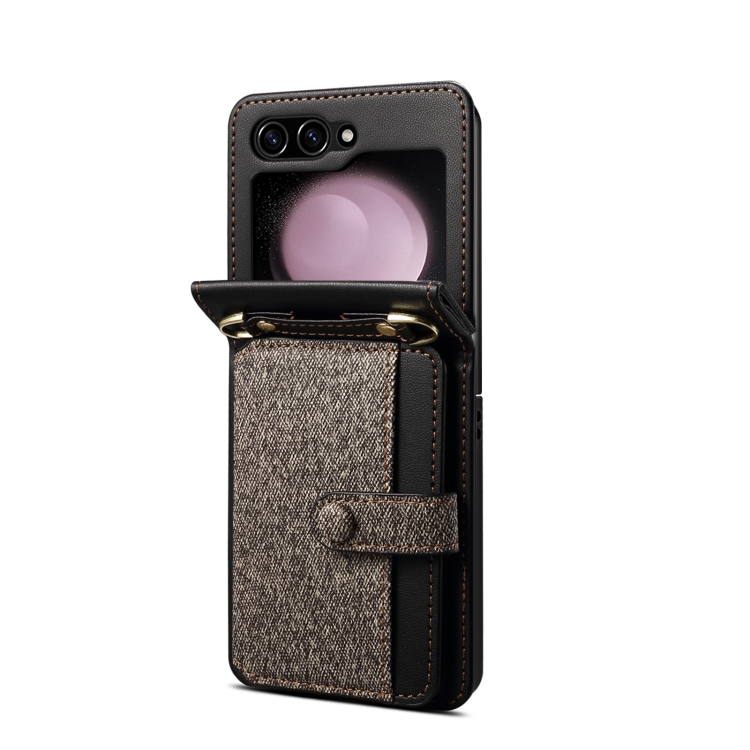 For Samsung Galaxy Z Flip5 Crossbody Color Matching Folding Phone Case(Dark Grey) For Samsung Galaxy Z Flip5 Crossbody Color Matching Folding Phone Case(Dark Grey)
