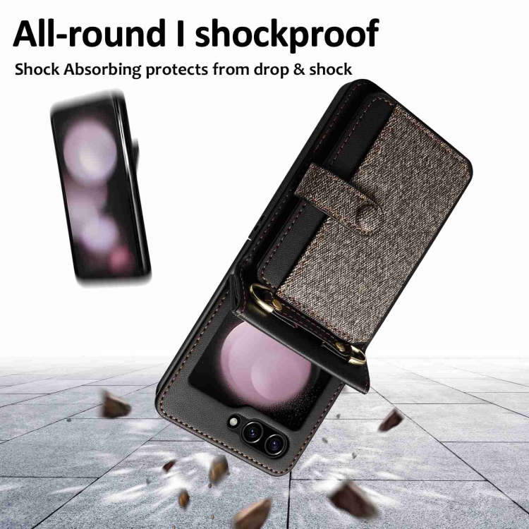 For Samsung Galaxy Z Flip5 Crossbody Color Matching Folding Phone Case(Dark Grey) For Samsung Galaxy Z Flip5 Crossbody Color Matching Folding Phone Case(Dark Grey)