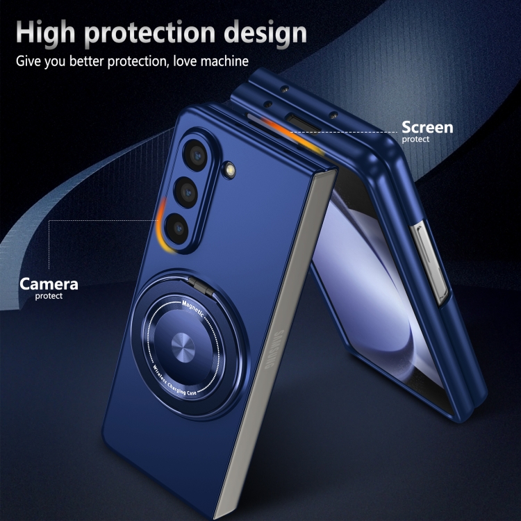For Samsung Galaxy Z Fold5 5G 360 Degree Rotating Holder MagSafe PC Full Coverage Shockproof Phone Case(Blue) For Samsung Galaxy Z Fold5 5G 360 Degree Rotating Holder MagSafe PC Full Coverage Shockproof Phone Case(Blue)