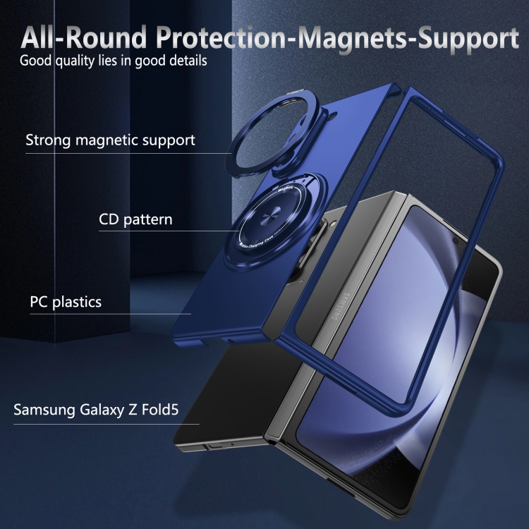 For Samsung Galaxy Z Fold5 5G 360 Degree Rotating Holder MagSafe PC Full Coverage Shockproof Phone Case(Blue) For Samsung Galaxy Z Fold5 5G 360 Degree Rotating Holder MagSafe PC Full Coverage Shockproof Phone Case(Blue)