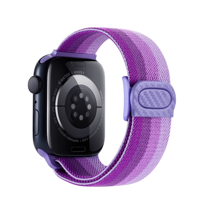 For Apple Watch Series 3 42mm Carbon Fiber Texture Snap Buckle Nylon Watch  Band(Gradient Purple)