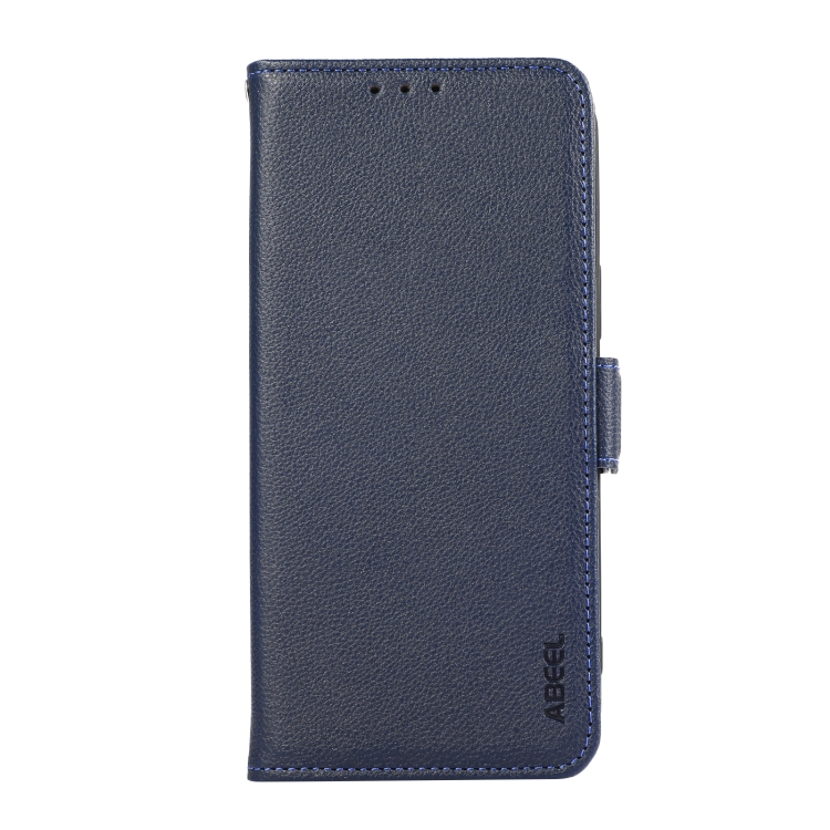 For iPhone 14 Plus ABEEL Side-Magnetic Litchi Pattern Leather RFID Phone Case(Blue) For iPhone 14 Plus ABEEL Side-Magnetic Litchi Pattern Leather RFID Phone Case(Blue)