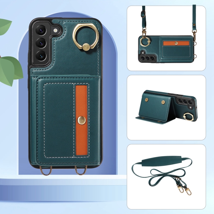 For Samsung Galaxy S22+ 5G Crossbodys Wallet Bag Ring Holder Leather Phone Case(Green) For Samsung Galaxy S22+ 5G Crossbodys Wallet Bag Ring Holder Leather Phone Case(Green)
