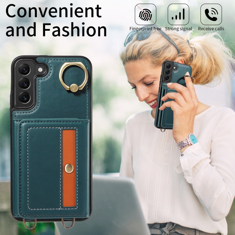 For Samsung Galaxy S22+ 5G Crossbodys Wallet Bag Ring Holder Leather Phone Case(Green) For Samsung Galaxy S22+ 5G Crossbodys Wallet Bag Ring Holder Leather Phone Case(Green)