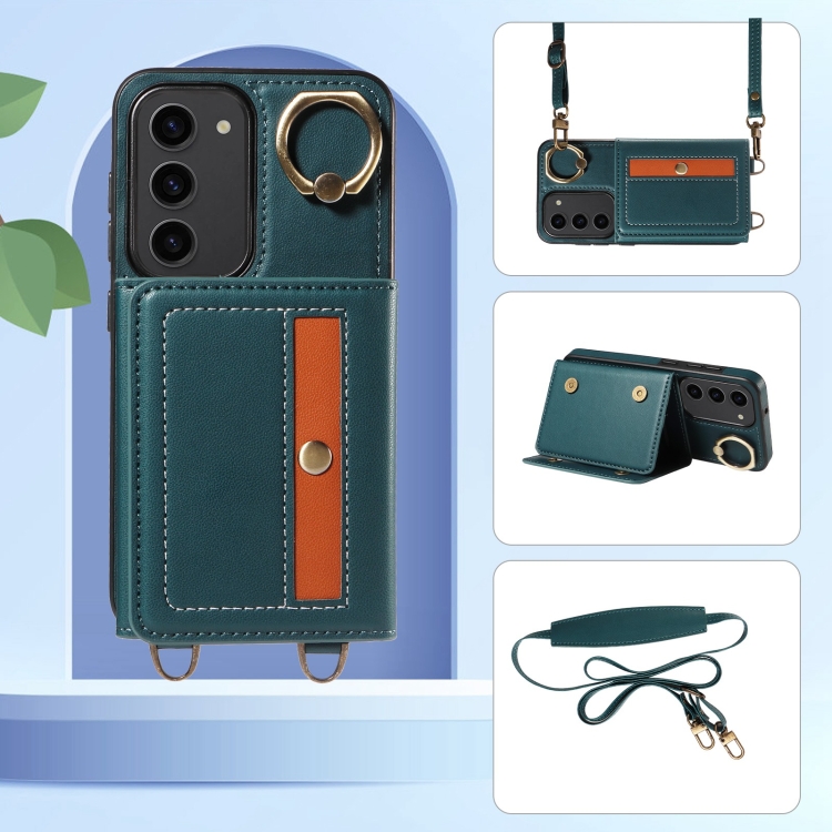 For Samsung Galaxy S23+ 5G Crossbodys Wallet Bag Ring Holder Leather Phone Case(Green) For Samsung Galaxy S23+ 5G Crossbodys Wallet Bag Ring Holder Leather Phone Case(Green)