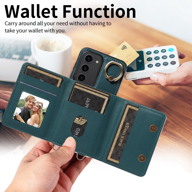 For Samsung Galaxy S23+ 5G Crossbodys Wallet Bag Ring Holder Leather Phone Case(Green) For Samsung Galaxy S23+ 5G Crossbodys Wallet Bag Ring Holder Leather Phone Case(Green)