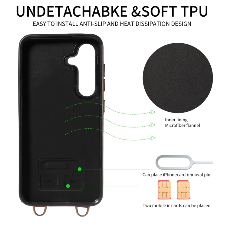 For Samsung Galaxy S24+ 5G Crossbodys Wallet Bag Ring Holder Leather Phone Case(Black)