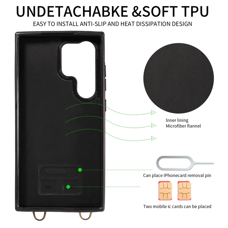 For Samsung Galaxy S24 Ultra 5G Crossbodys Wallet Bag Ring Holder Leather Phone Case(Green) For Samsung Galaxy S24 Ultra 5G Crossbodys Wallet Bag Ring Holder Leather Phone Case(Green)