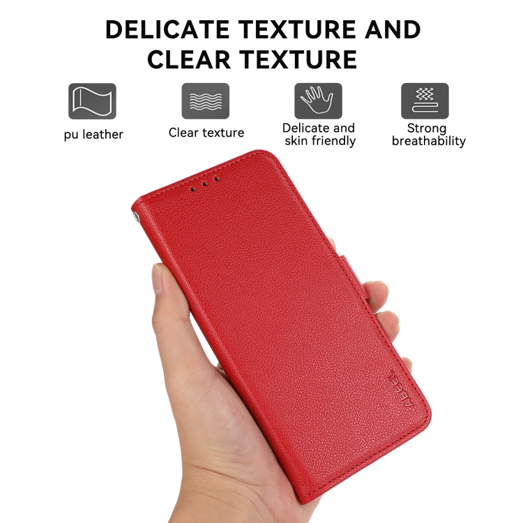 For Samsung Galaxy S22 Ultra 5G ABEEL Side-Magnetic Litchi Pattern Leather RFID Phone Case(Red) For Samsung Galaxy S22 Ultra 5G ABEEL Side-Magnetic Litchi Pattern Leather RFID Phone Case(Red)