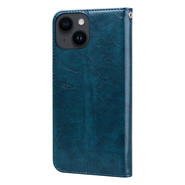 Oil Wax Texture Shockproof Flip Leather Phone Case For iPhone 15(Blue) Oil Wax Texture Shockproof Flip Leather Phone Case For iPhone 15(Blue)