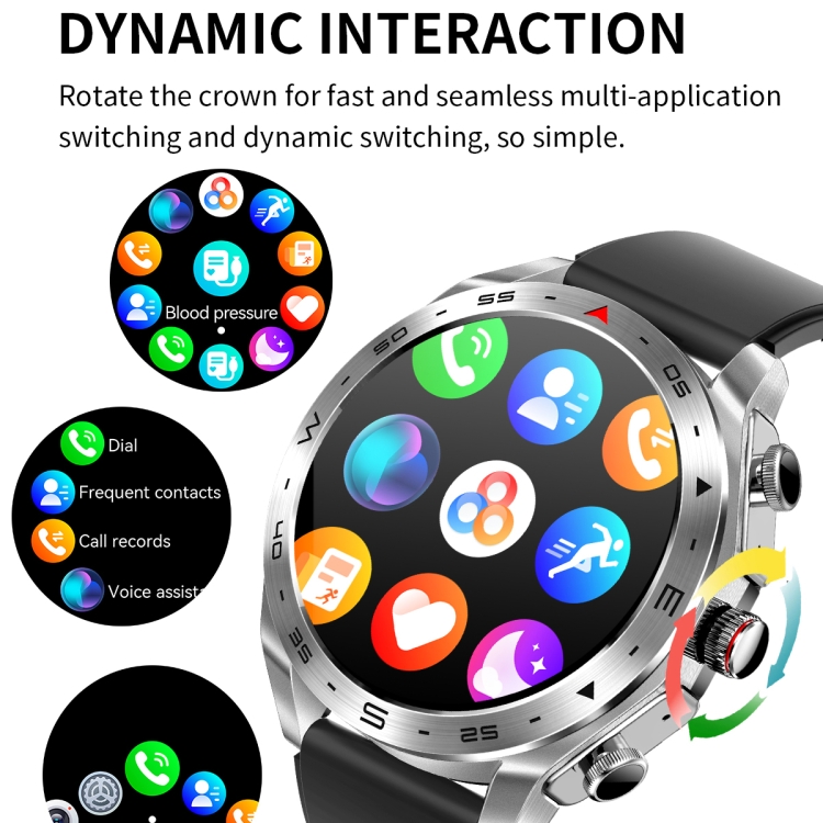 LEMFO T95 Pantalla IPS de 1 52 pulgadas 2 en 1 Auricular Bluetooth Reloj inteligente Soporte Monitoreo de salud Plata