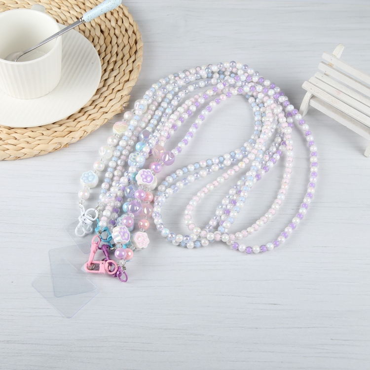 Two-color Beads Long Chain Crossbody Mobile Phone Lanyard(Blue White) Two-color Beads Long Chain Crossbody Mobile Phone Lanyard(Blue White)